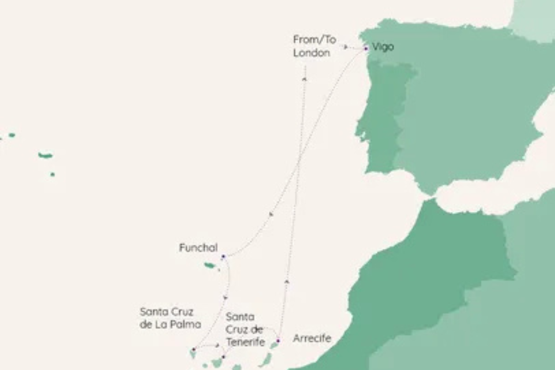 14 Night No Fly Autumn Escape to the Canary Islands Itinerary Map
