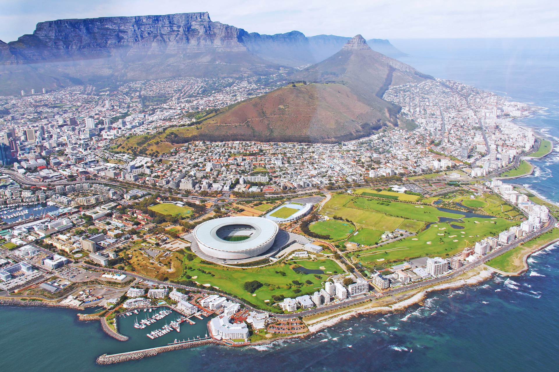 An aerial view of Cape Town